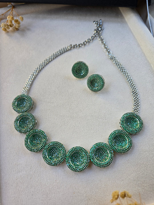 Emerald Radiance White Gold Plated Jewellery Set - Skye