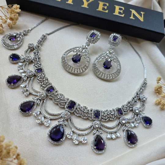 Adda - Purple Amethysts Necklace Set