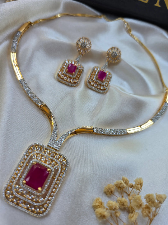 Hiba - Bespoke Gold Necklace Set With Earrings