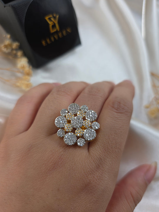 Anie - Gold Plated Cubic Zirconia Size Adjustable Ring