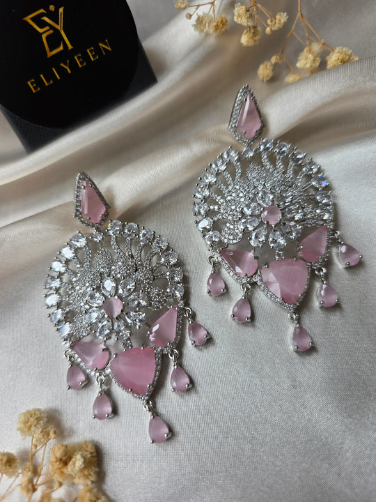 Ferry - Pink & White Cubic Zirconia Dangle Earrings