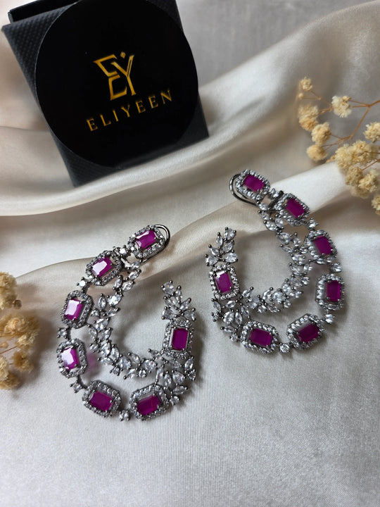 Celeste - Oxidised Pink Rubies Statement Earrings