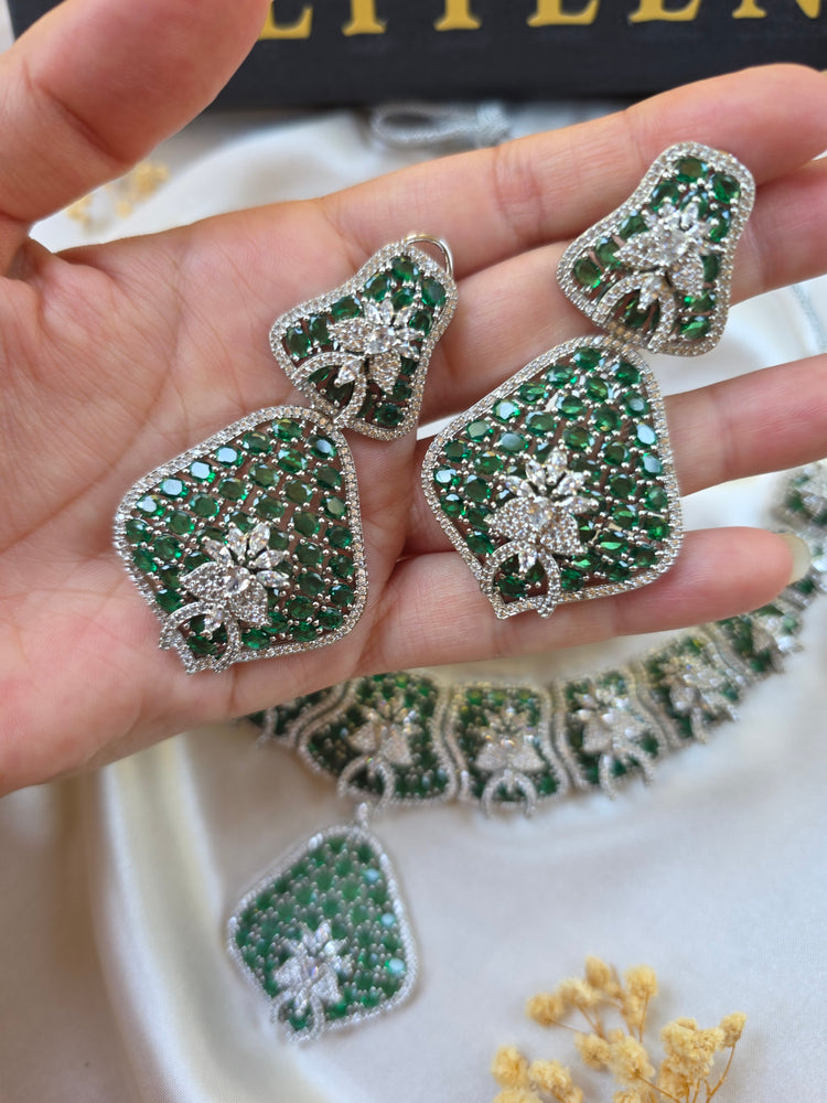 Bold Ruby OR Emerald Statement Necklace Set — Ada