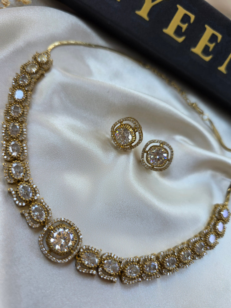 Kris - CZ Necklace Set with Antique Finish