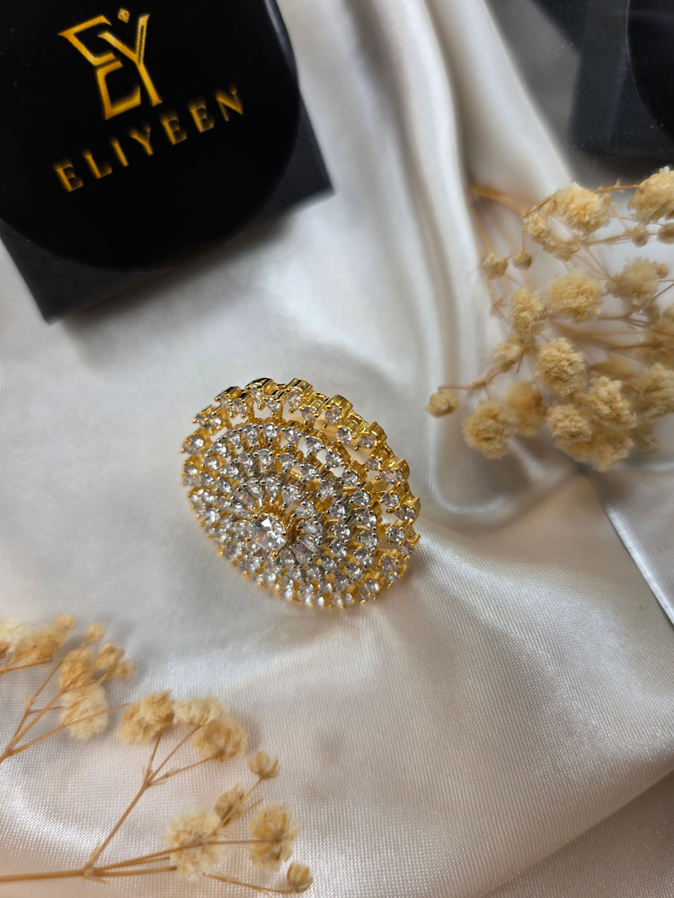 Evie - Gold Plated Cubic Zirconia Size Adjustable Ring