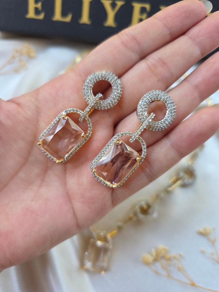 Fiona - Bespoke Clear Quartz Gold Necklace Set With Earrings