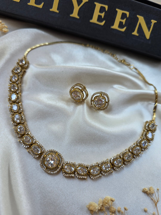 Kris - CZ Necklace Set with Antique Finish