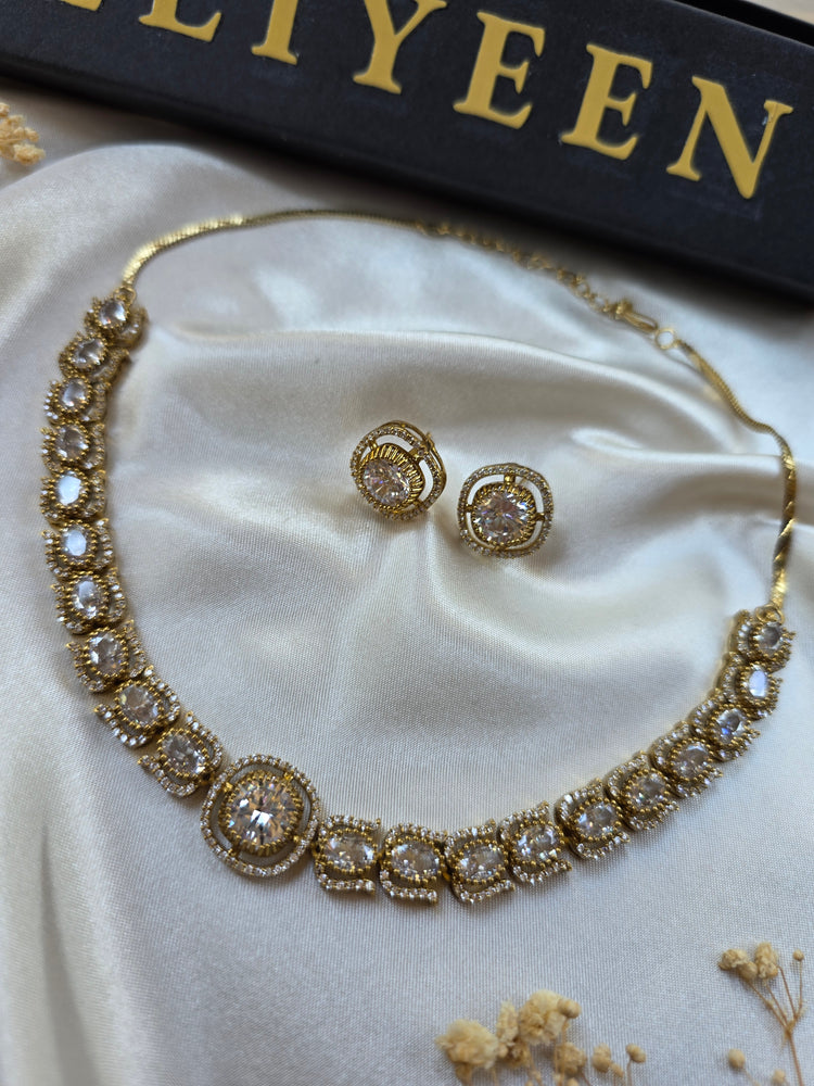 Kris - CZ Necklace Set with Antique Finish