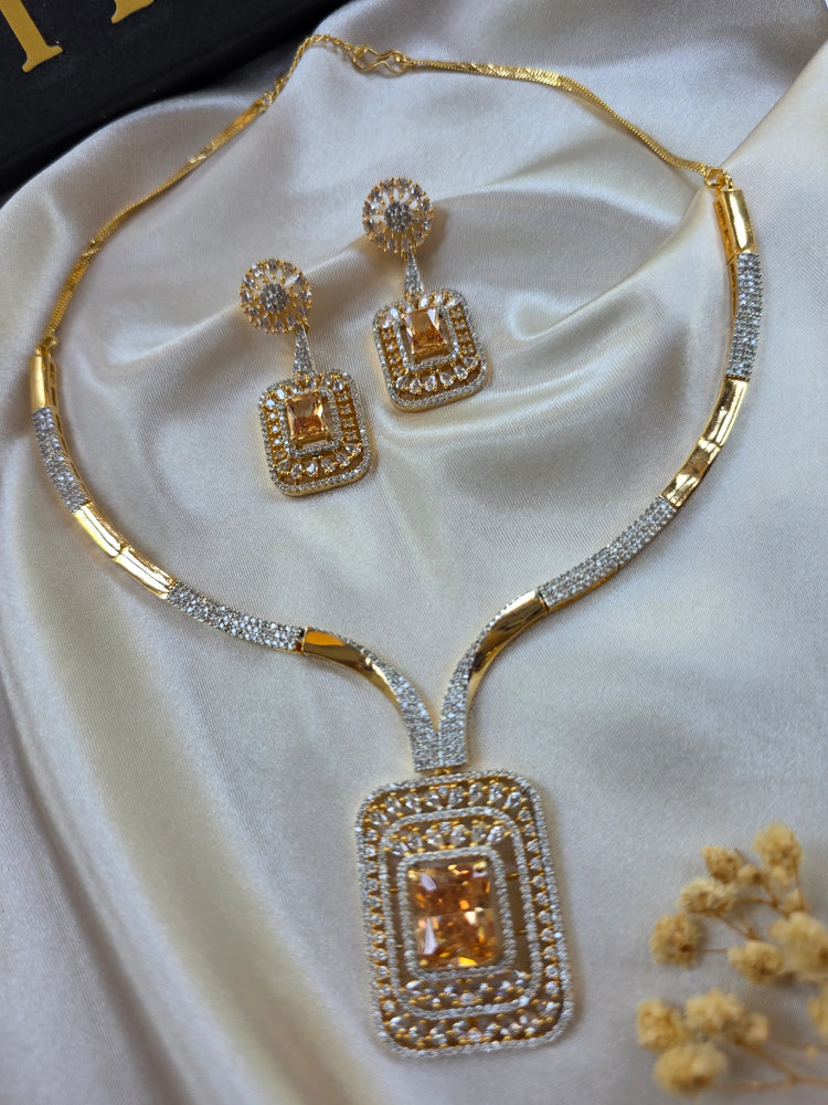Hiba - Bespoke Gold Necklace Set With Earrings