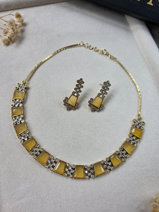 Yellow Topaz Necklace & Earrings Set — Freya