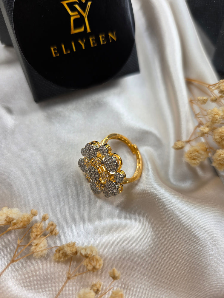 Anie - Gold Plated Cubic Zirconia Size Adjustable Ring