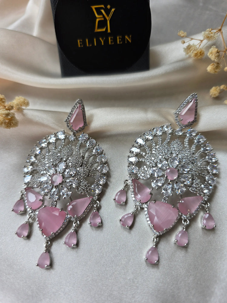 Ferry - Pink & White Cubic Zirconia Dangle Earrings
