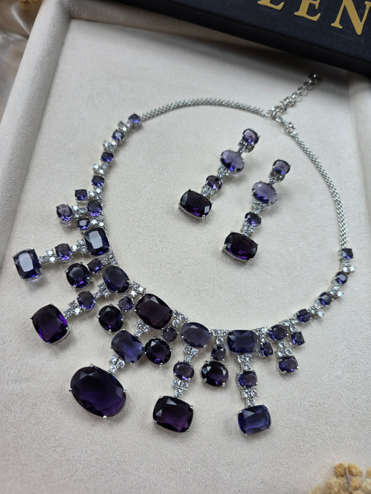 Purple Amethyst Necklace Set with Earrings — Viola