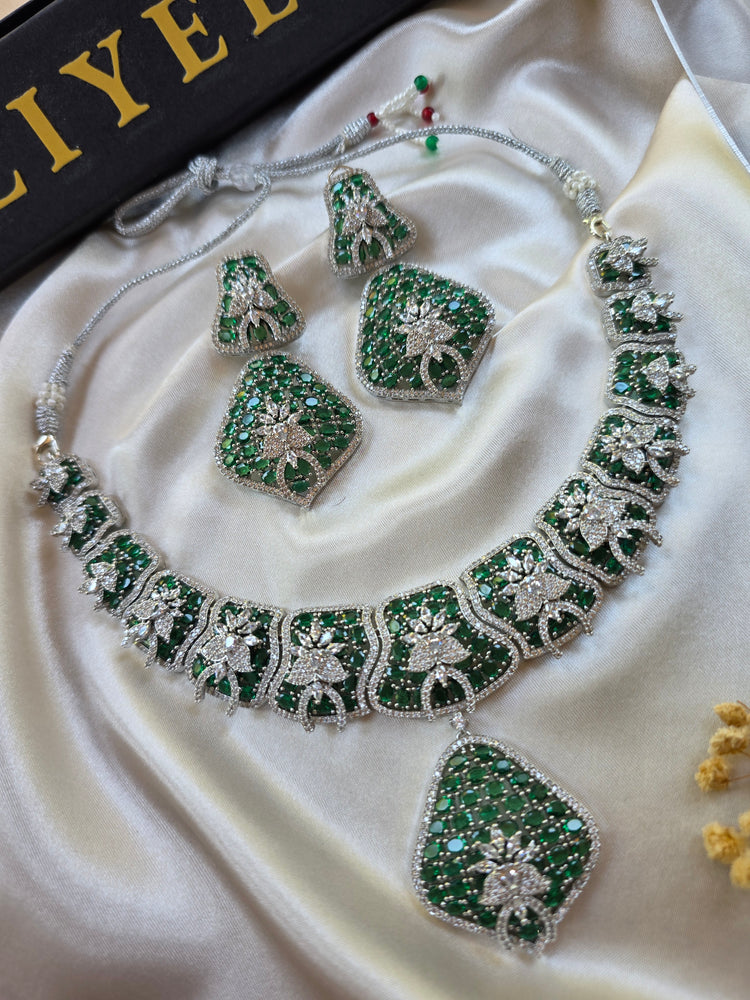 Bold Ruby OR Emerald Statement Necklace Set — Ada