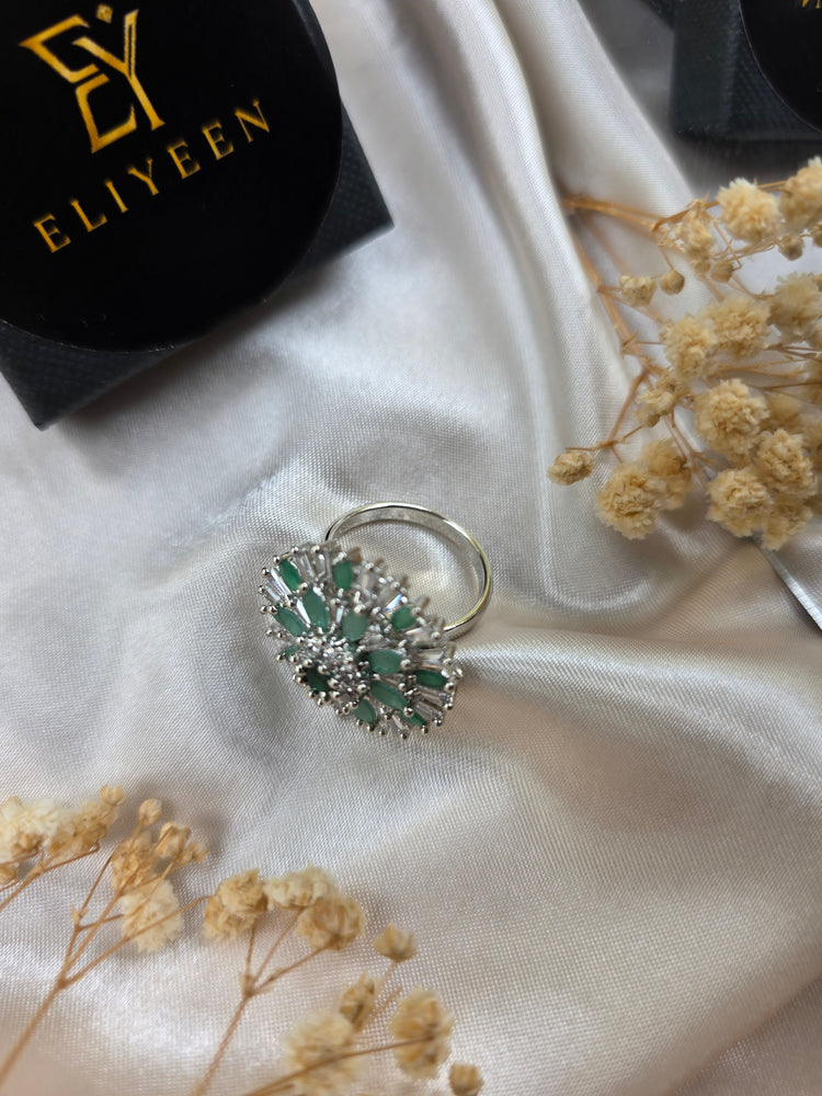 Lily - Elegant Emeralds Size Adjustable Ring