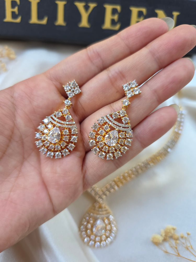 Siniha - Bespoke Cubic Zirconia Necklace Set With Earrings