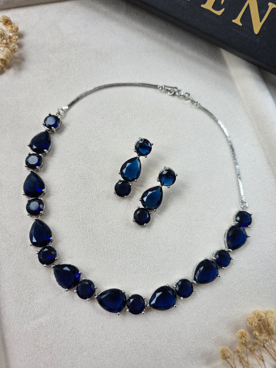 Blue Sapphire Necklace & Earrings Set — Isba