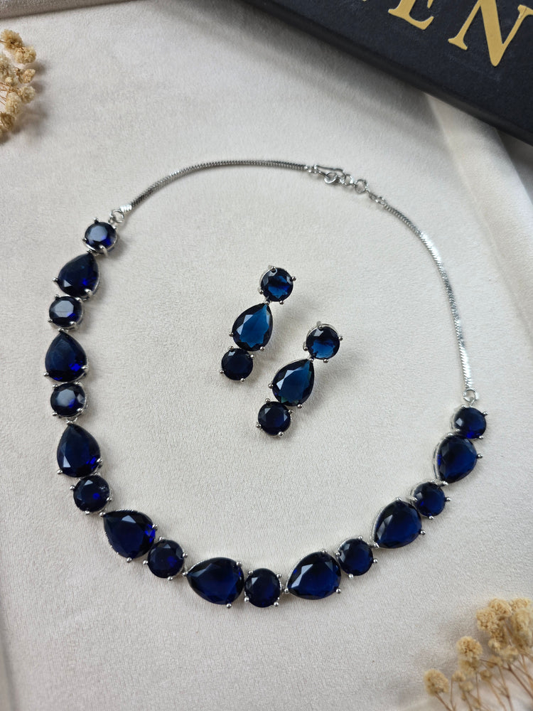 Blue Sapphire Necklace & Earrings Set — Isba