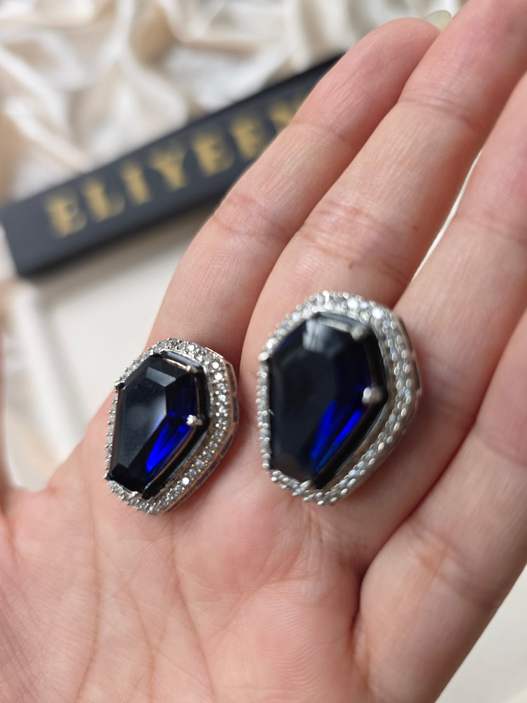 Bold Blue Sapphires Necklace Set with Earrings and ring — Vina