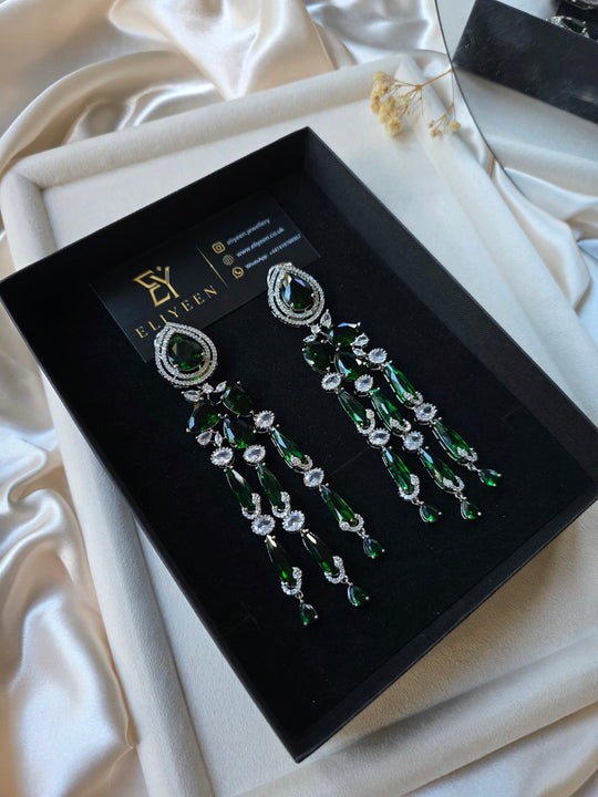 Bold Sparkling Emeralds Earrings - Lucy