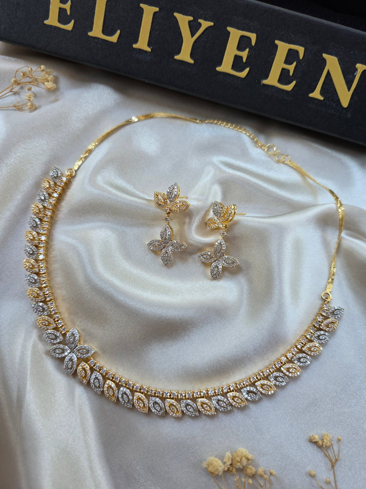 Pia - Gold And Silver Cubic Zirconia Necklace Set