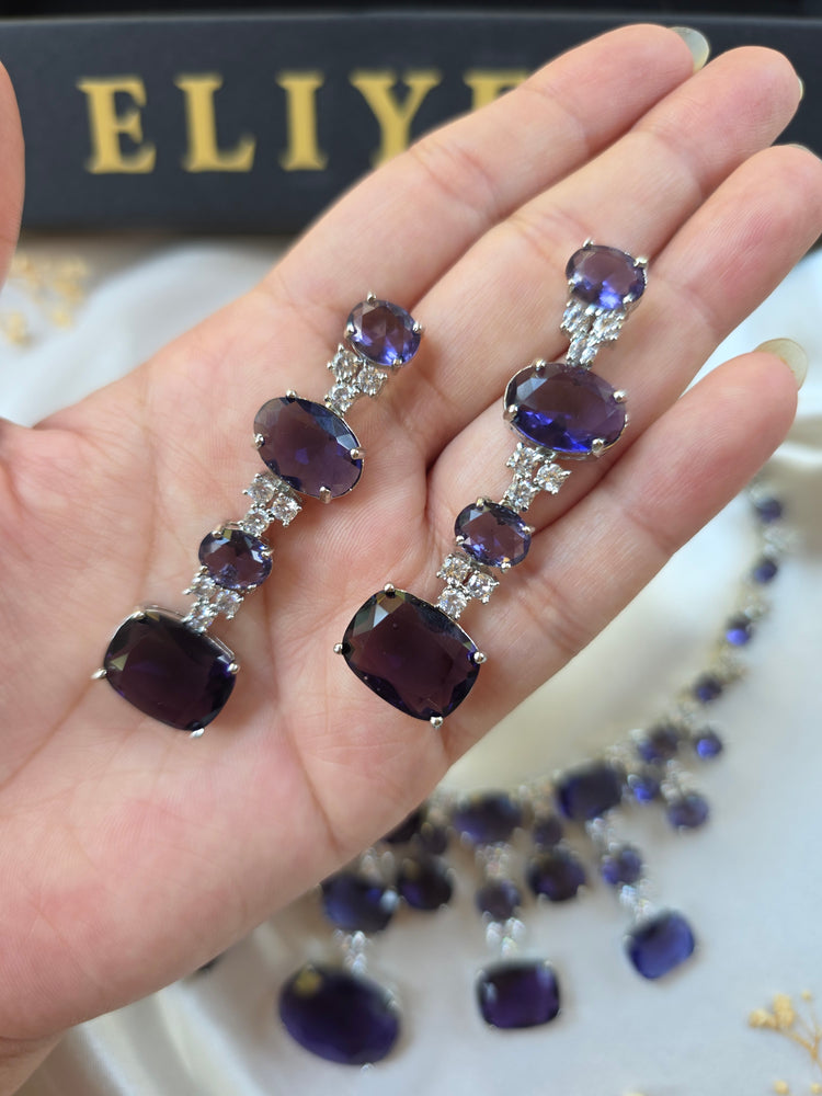 Viola - Purple Amethyst Necklace Set with Earrings