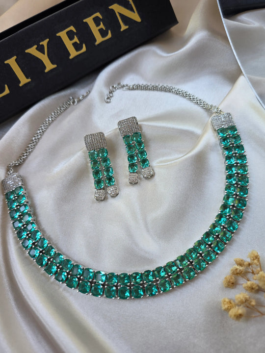 Eliza - Stunning Green Topaz CZ Necklace Set