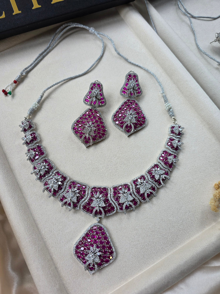 Bold Ruby/Emerald Statement Necklace Set — Ada