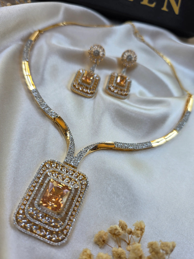 Hiba - Bespoke Gold Necklace Set With Earrings