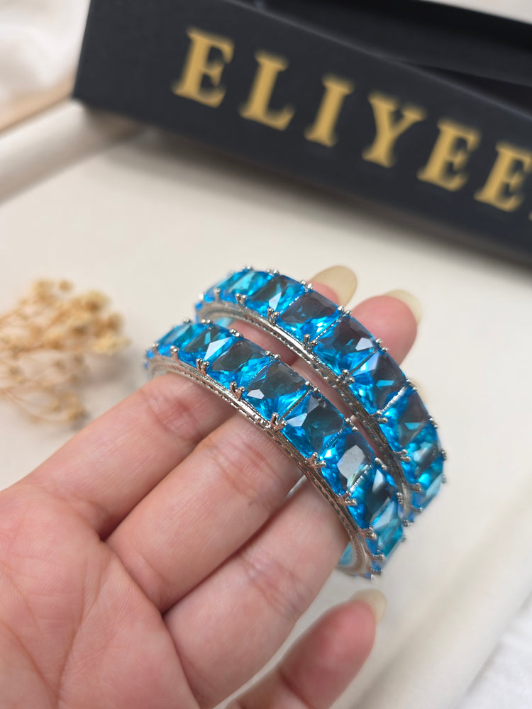 Bela - Elegant Blue Topaz Pair of Bangles