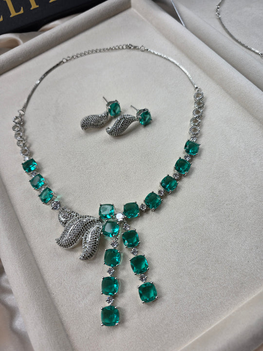 Bespoke Green Topaz Statement Necklace Set With Earrings — Connie