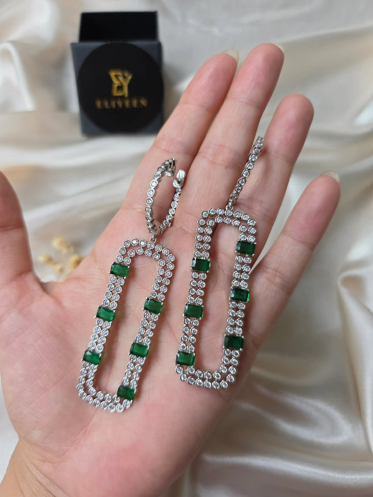 Amina - Classy Emerald Green Earrings
