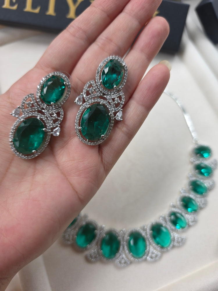 Bold Green Topaz Necklace Set With Earrings — Iriana