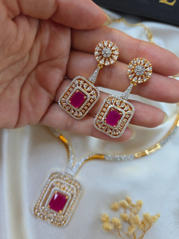 Hiba - Bespoke Gold Necklace Set With Earrings