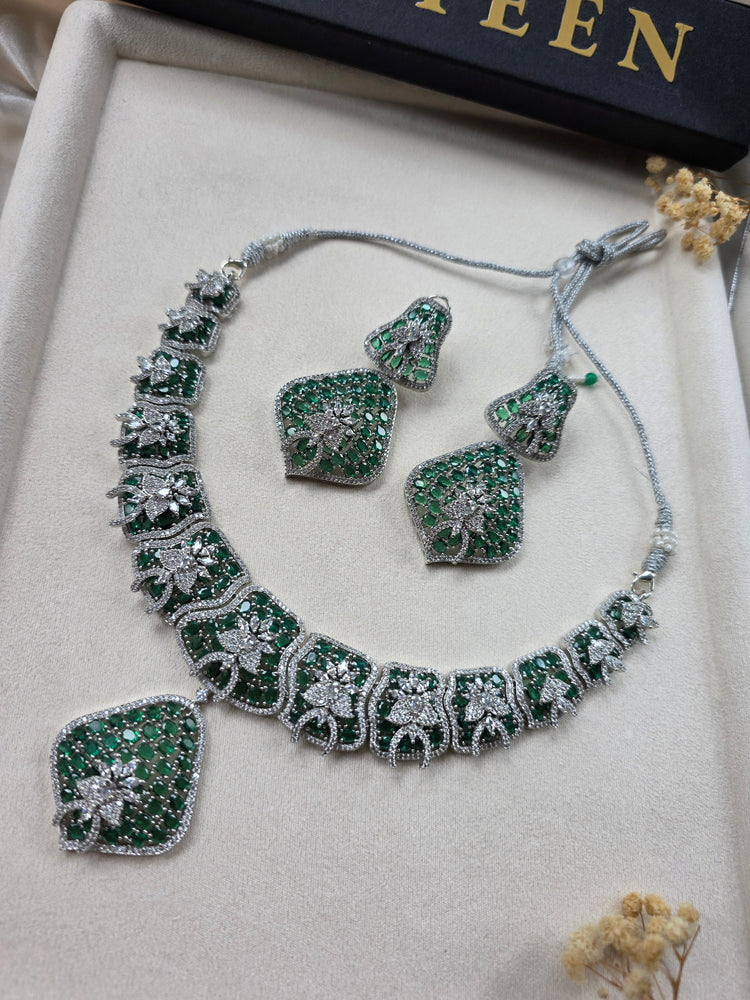 Bold Ruby/Emerald Statement Necklace Set — Ada