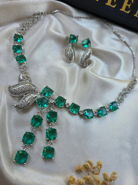 Connie - Bespoke Green Topaz Statement Necklace Set With Earrings