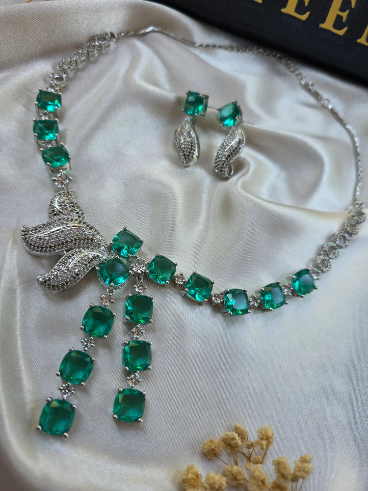 Connie - Bespoke Green Topaz Statement Necklace Set With Earrings