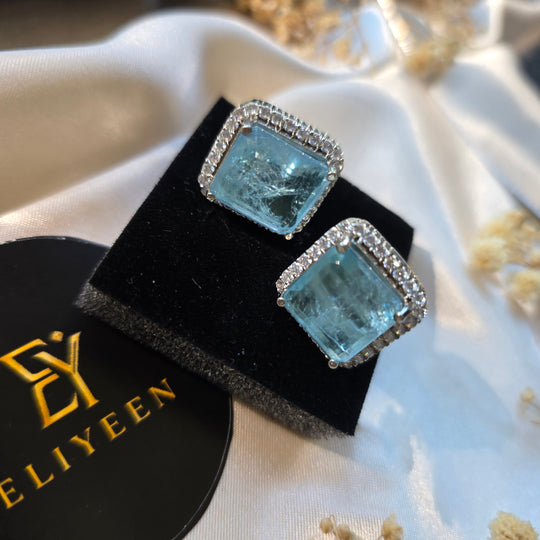 Iba - Cool Aquamarine Stud Earrings