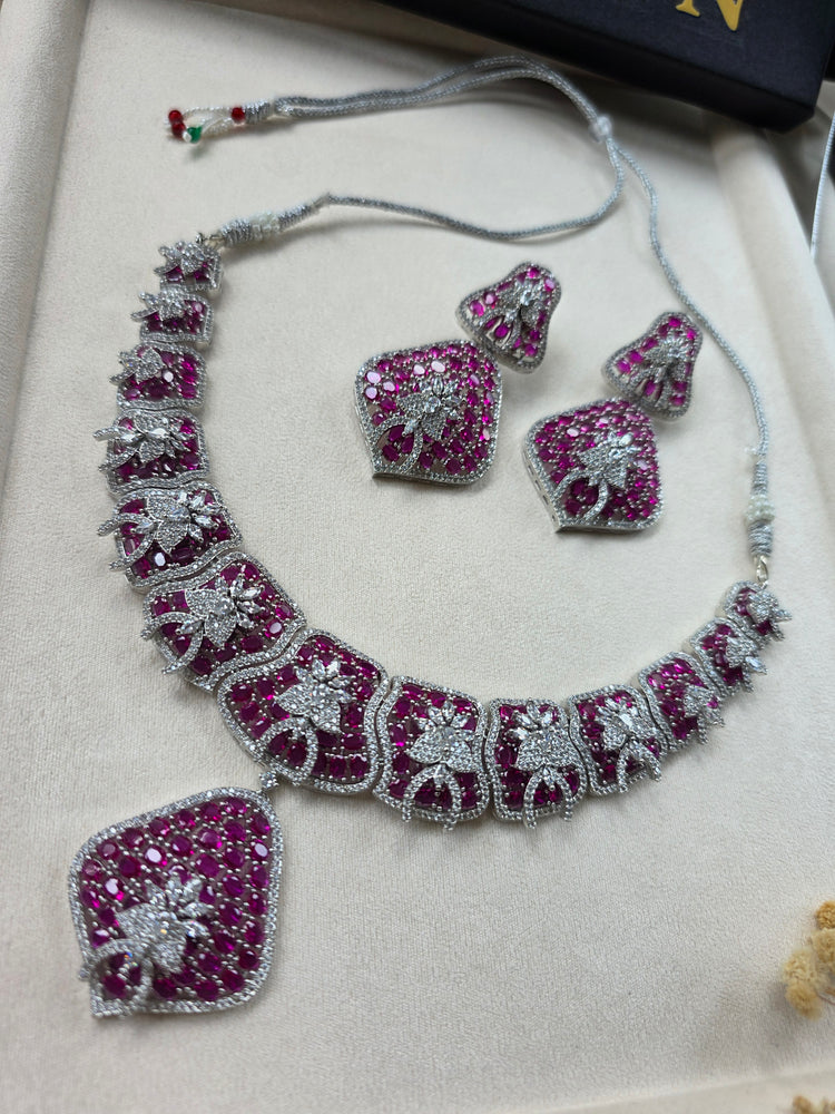 Bold Ruby/Emerald Statement Necklace Set — Ada