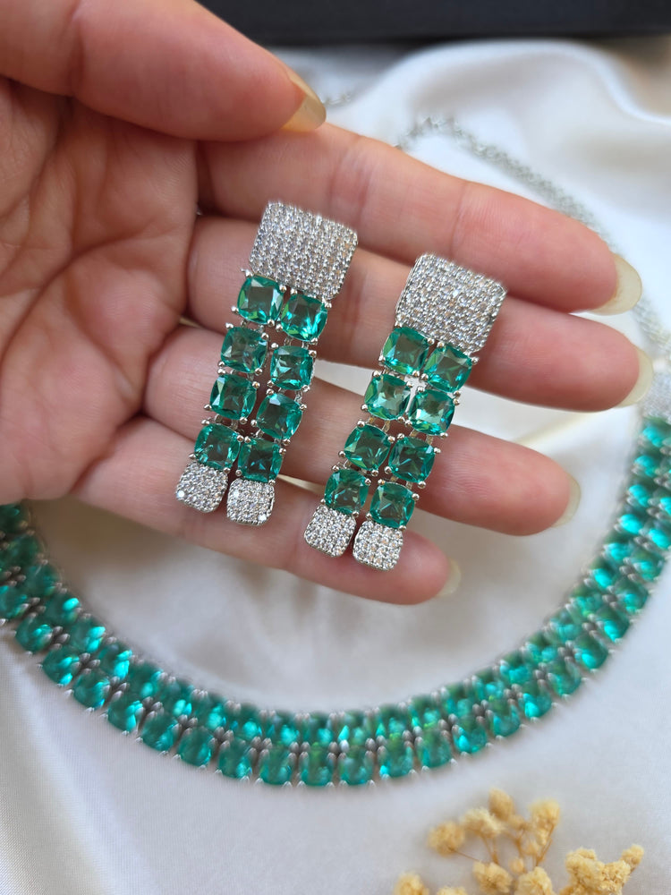 Eliza - Stunning Green Topaz CZ Necklace Set