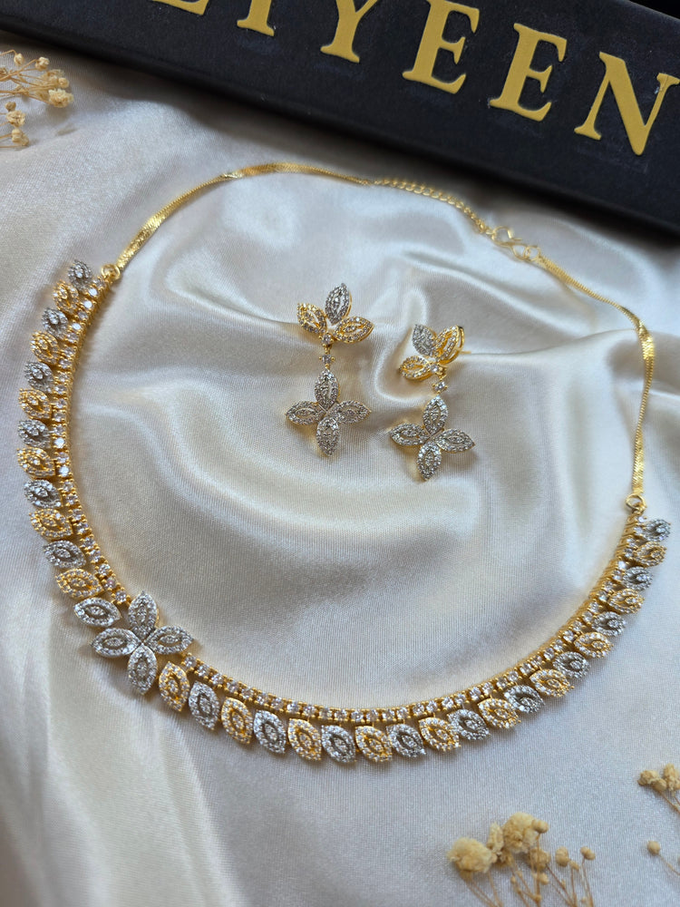 Pia - Gold And Silver Cubic Zirconia Necklace Set