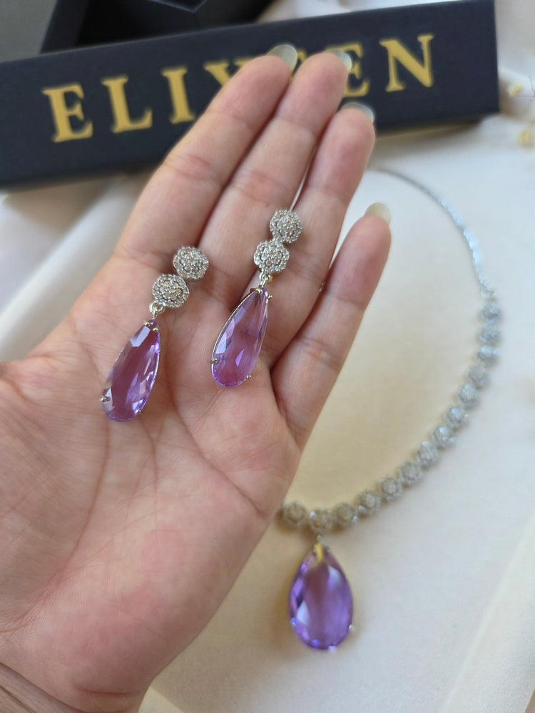 Purple Amethyst Teardrop Necklace & Earrings Set — Ana