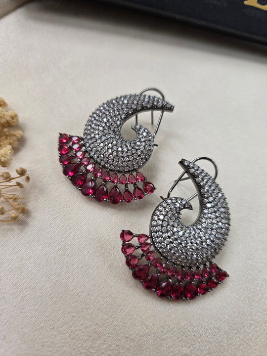 Lisa - Garnet Red Antique Finish Earrings