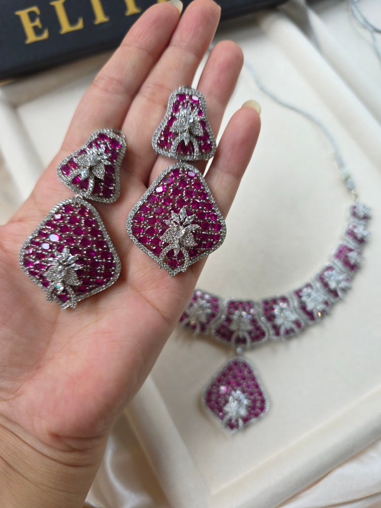 Bold Ruby/Emerald Statement Necklace Set — Ada