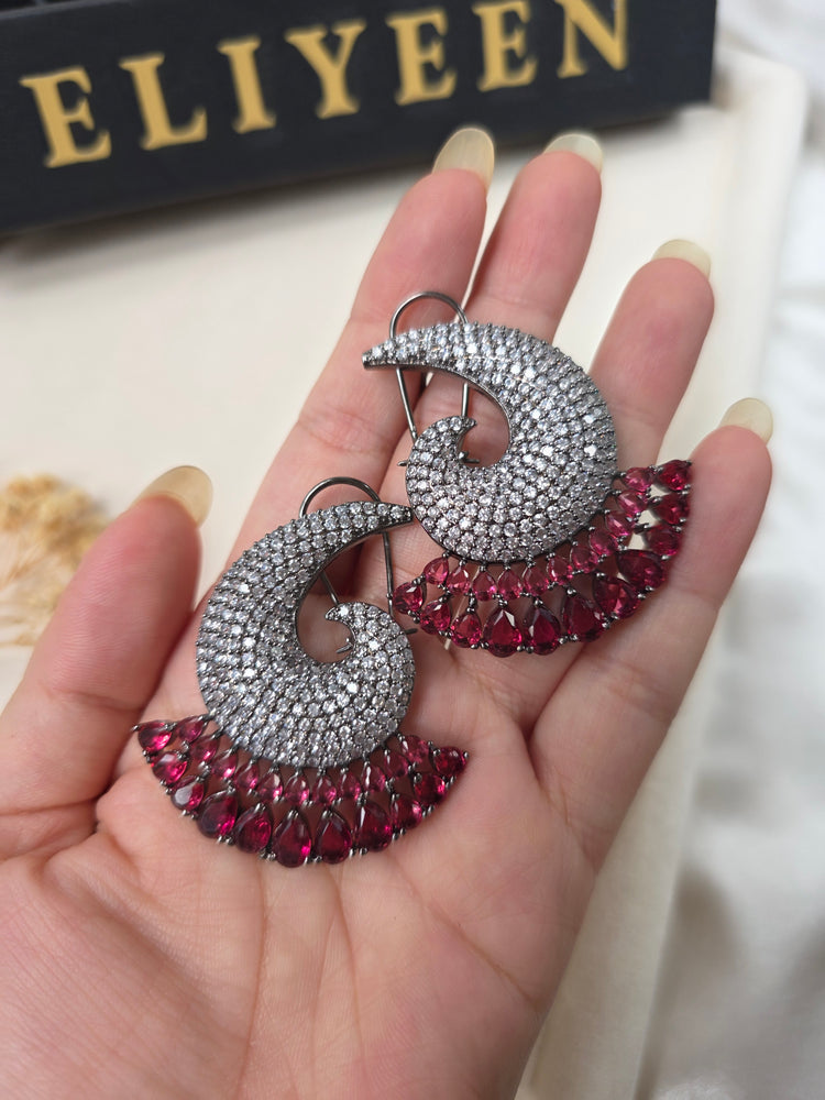 Lisa - Garnet Red Antique Finish Earrings