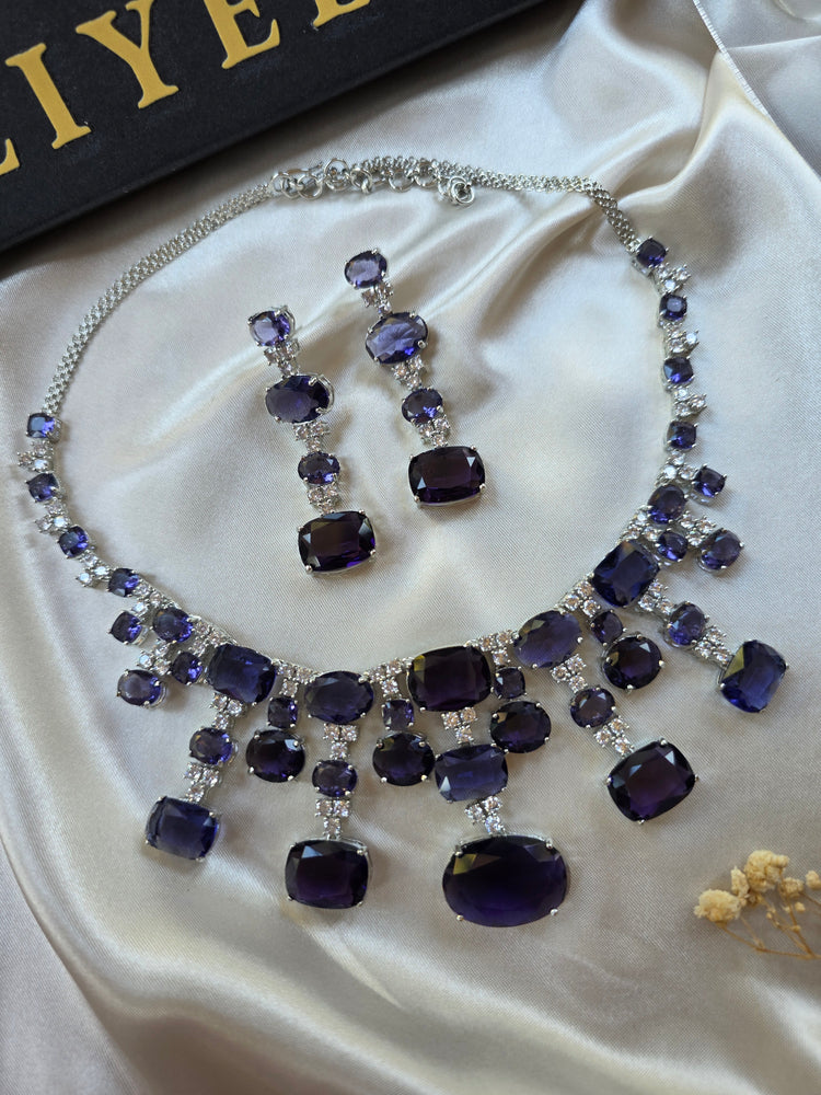Viola - Purple Amethyst Necklace Set with Earrings