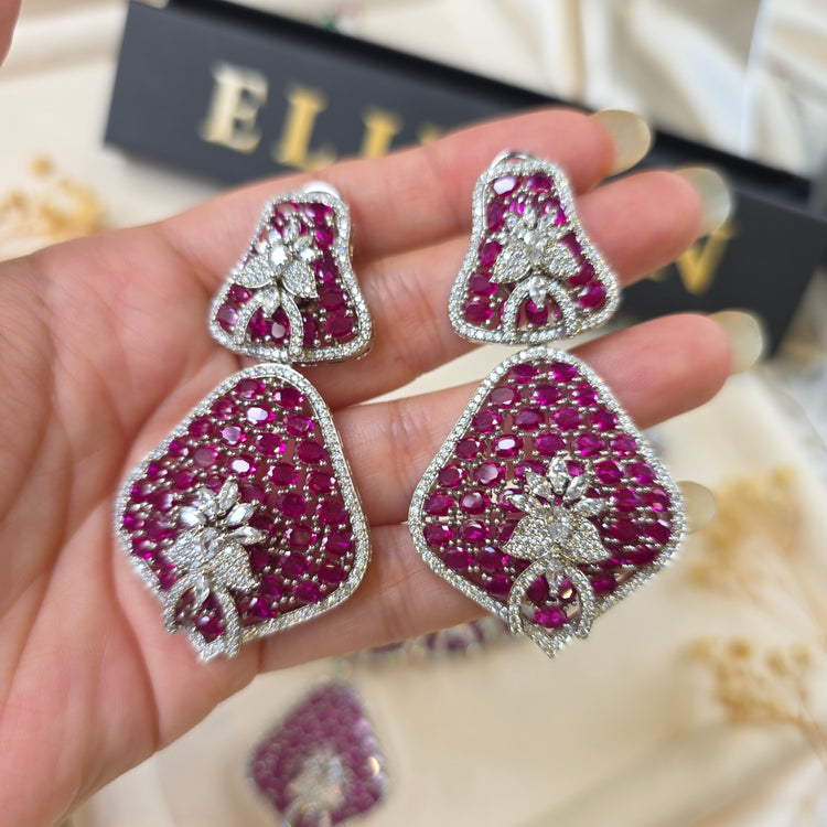 Bold Ruby OR Emerald Statement Necklace Set — Ada