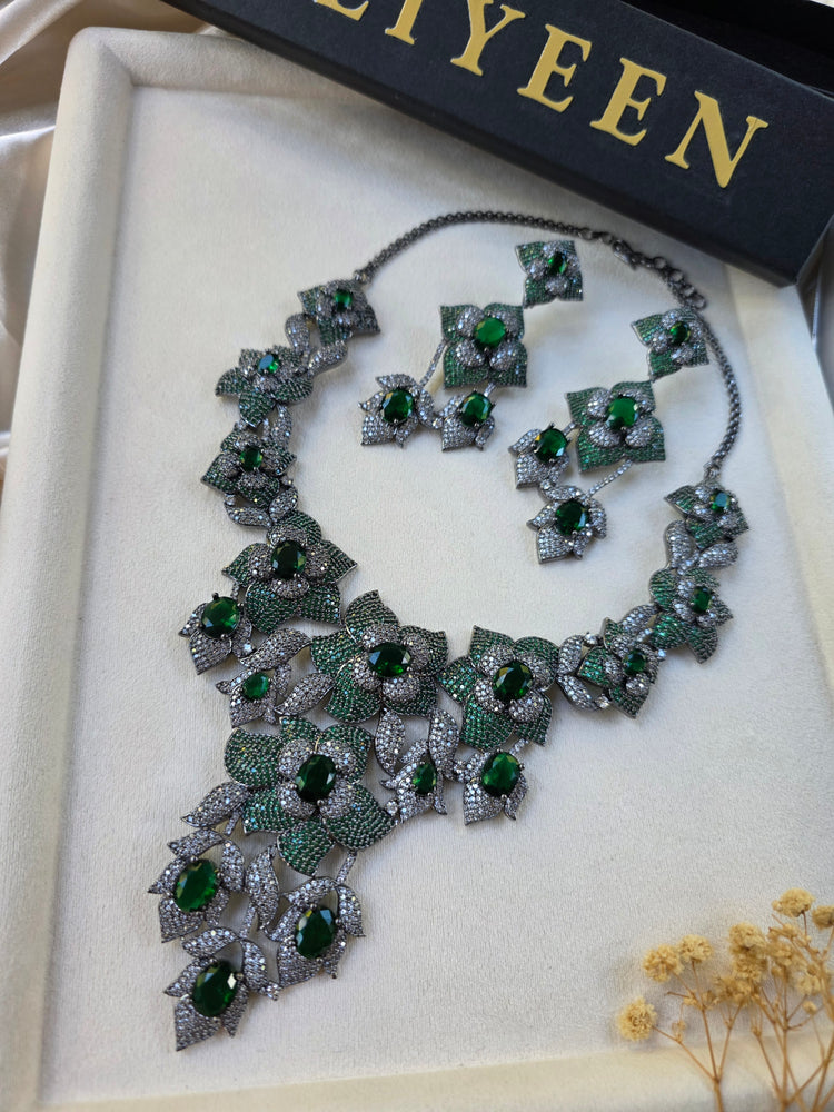 Emerald Green Statement Necklace Set — Elsa