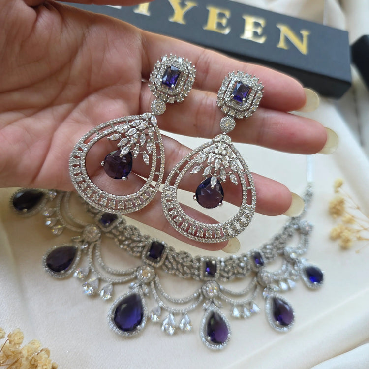 Adda - Purple Amethysts Necklace Set