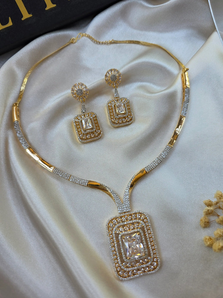 Hiba - Bespoke Gold Necklace Set With Earrings